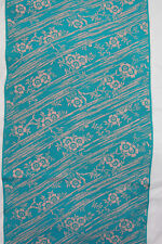 Vintage Japanese kimono silk chirimen fabric turquoise blue cherry blossoms 4