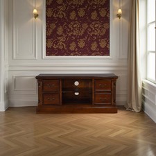 Mahogany TV unit with flutted