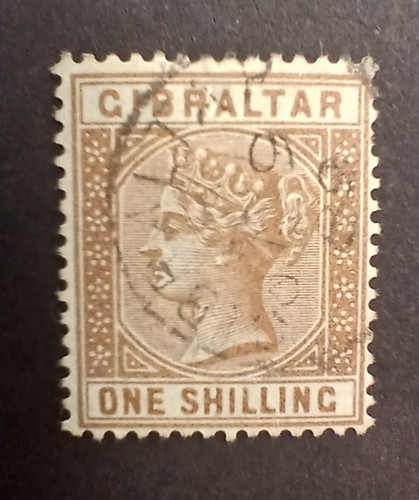 Gibraltar 1887 bistre fine - gibraltar, 1/-