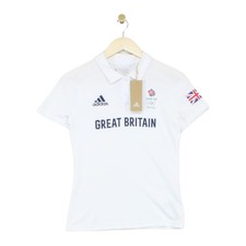 Adidas Team Gb 2020 Polo Shirt White Short Sleeve Womens Size 6