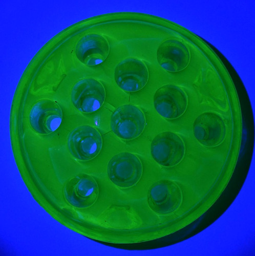 Vtg green flower frog hole - vtg, 13-hole