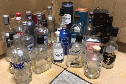 Empty alcohol bottles upcycle - empty,
