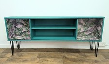 Midcentury Retro TV Unit Stand. Green Pink. Painted Furniture