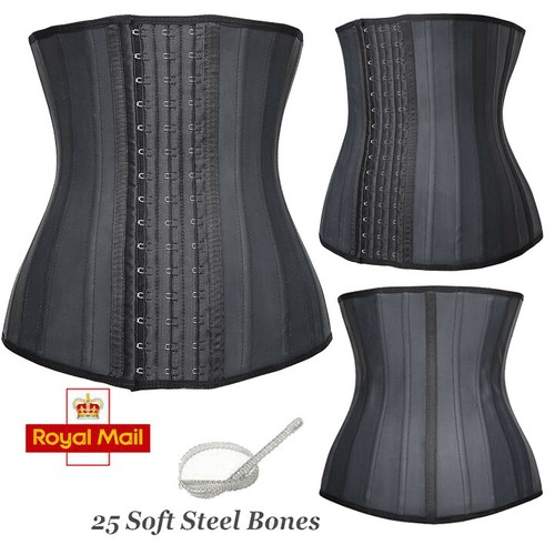 Women black latex waist - black,