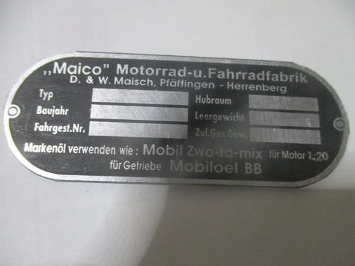 Type plate maico - plate,