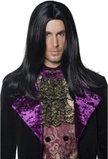 Gothic Count Men's Wig Streaked Adults Fancy Dress - Black