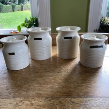 Set of 4 TG Green Cornishware storage pots gold label Flour Rice Sugar Semolina
