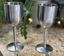 Satin Steel Goblets, 2pc, 15cm