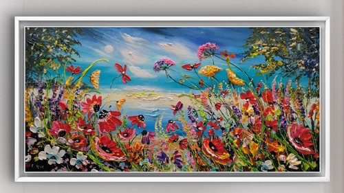 Original acrylic oil flower - original,