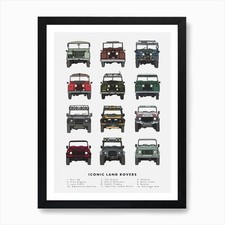 Iconic Landrovers Art Print Framed Wall Art Poster Canvas Print Picture