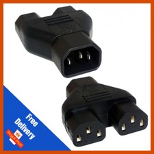 IEC Y Splitter Mains Power Adapter | IEC C14 Male to 2x C13 Splitter Female