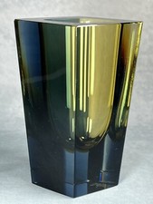 Kaj Franck for Nuutajarvi Notsjo 13cm Art Glass Prisma Vase Green & Blue (1964)