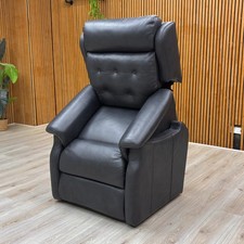 Furniture Village ‘Scott’ Chair Navy Leather Lift and Rise Recliner Armchair NEW