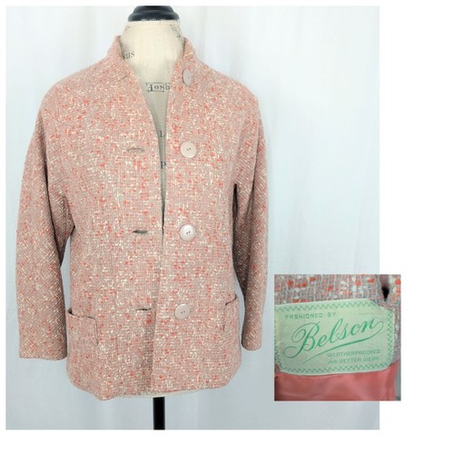 Vintage orange tweed coat - tweed,