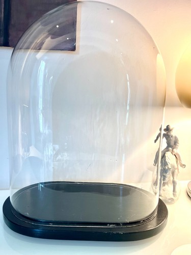 Large vintage glass dome with - glass,