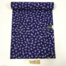 Unused Japanese Cotton Yukata Fabric Bolt – Navy Blue w/ Floral Pattern