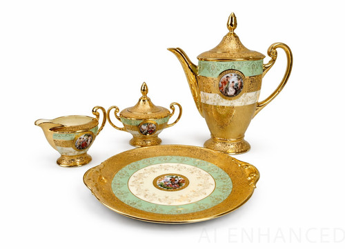 24k gold tea set - 24k, cecil