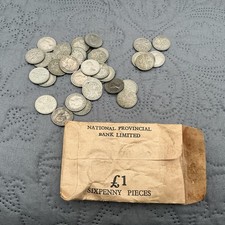 40 SIXPENCES  COINS in national provincial  bank storage bag