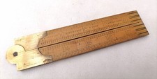 Vintage E Preston & Sons Boxwood & Brass Folding Rule  4 Fold 24" Ruler