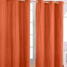 Burnt Orange Eyelet Curtains Pair 137x182cm Plain Heavy Ready Made Unlined