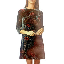 HOBBS Velvet Dress Womens Uk 12 (14) Floral Print Lined Agnes