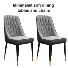 2/6PCS Dining Chairs Set Leather Padded Seat Metal Leg Kitchen Restaurants Chair