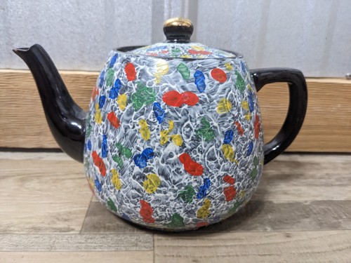 Teapot hand painted speckled - hand-painted,