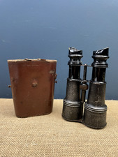 ANTIQUE VINTAGE WW1 ARMY & NAVY BINOCULARS & CASE - WARTIME MILITARIA