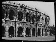 ANTIQUE Magic Lantern Slide NIMES THE ROMAN ARENA NO1 C1910 PHOTO FRANCE