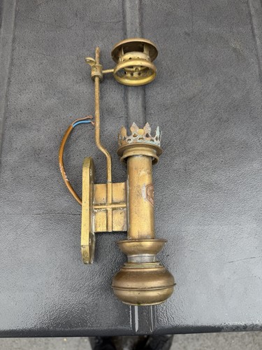 Brass carriage lamp - brass, white