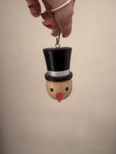 handmade wooden blue snowman