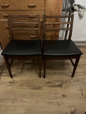 Danish Style Black And Teak Mid Century Chairs X2