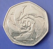 GIBRALTAR  50  Pence  2001   ELIZABETH  II  Coin DOLPHIN