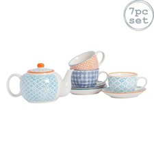 7 Piece Hand-Printed Teapot