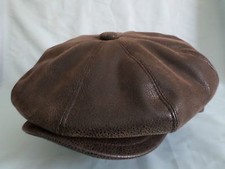 GENTS 8-PIECE FAUX LEATHER NEWSBOY BAKER BOY CAP AKA CABBY CAP PAPERBOY HAT 