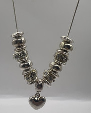 M&S Autograph Silver Plated Bead & diamante Necklaces with central Heart Motif