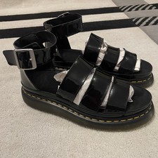 DR MARTENS CLARISSA PATENT LEATHER SANDALS SIZE UK 7 BLACK