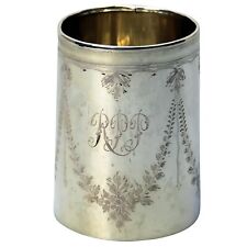 A pretty antique English solid silver engraved Christening Mug 58g C.1921