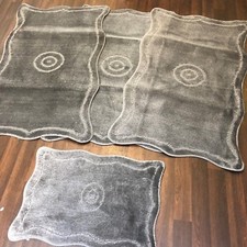 ROMANY WASHABLES GYPSY MATS TARGET 75X125CM CHARCOAL 4PC SET NON SLIP CARPETS