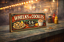 Whelks & Cockles Sign vintage