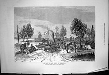 Original Old Antique Print War