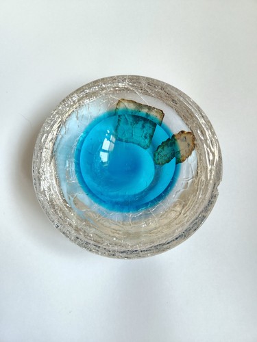 Murano glass geode bowl blue - glass,