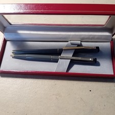 Vintage Sheaffer fountain and Ballpoint pen set Grey Lacquer GT Mint condition