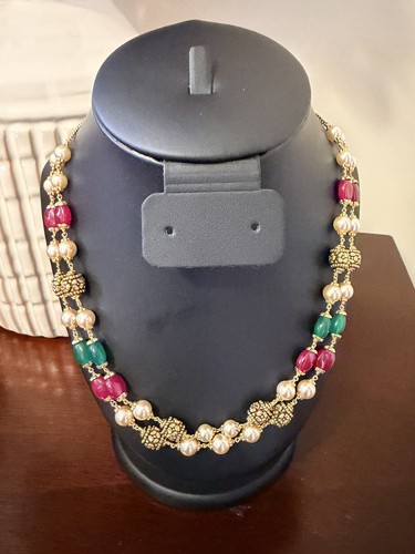 Indian pearl ruby green bead - indian,
