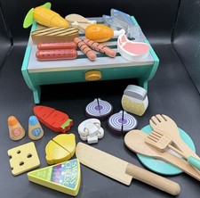 JoJo Maman Bebe Wooden Role Play Food / Meats / Veg Toy BBQ Grill Playset