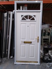 CLEARANCE DOOR-SETS! White UPVC Composite Toplight Front Door 2405mm X 1020mm