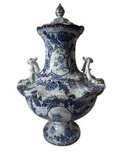 Royal Bonn "Tokio" Blue&White Lidded Vase –Antique German Porcelain, c.1880-1900
