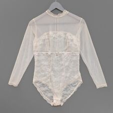 M&S Rosie For Autograph Beige Delicate Mesh & Lace Long Sleeve Body Bodysuit 16