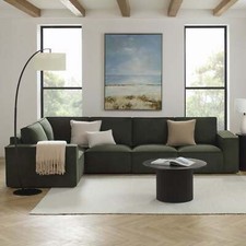 Dusk Brooklyn Dark Olive Velvet Large Left Hand L-Shape Sofa RRP £1299