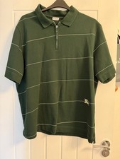 Burberry Men’s Polo Shirt XXXL Dark Green With White Stripes